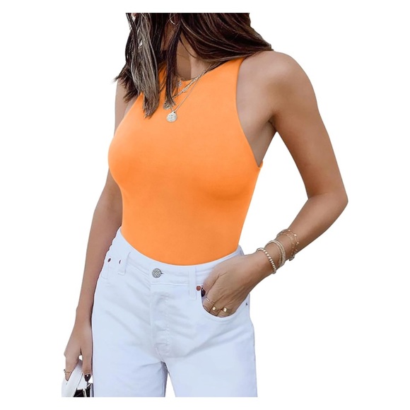 Orange Sleeveless Bodysuit. - Picture 1 of 3